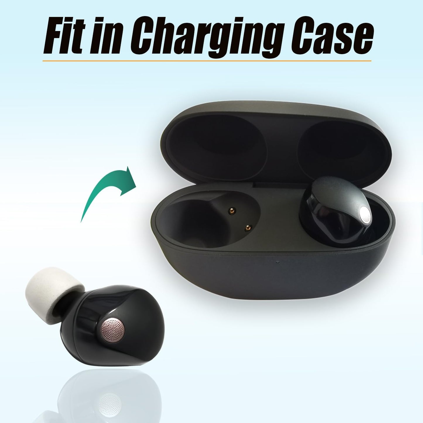 Memory Foam Earbuds Tips for Sony WF-1000XM5 Filter Screen Foam Ear Tips for WF-1000XM5 WF-1000XM4 Case, 3 Pairs Small Ear Tips Gray