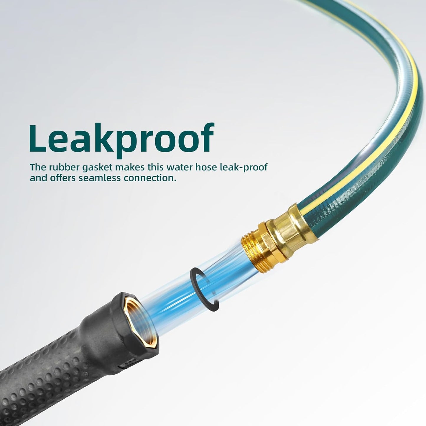 Solution4Patio Long Leader Green Garden Hose 3/4 in. x 100 ft. -Kink Free, Leakproof, Brass/Aluminum Male/Female Fittings -Heavy Duty Durable Flexible Lightweight Water Pipe for Household & Commercial