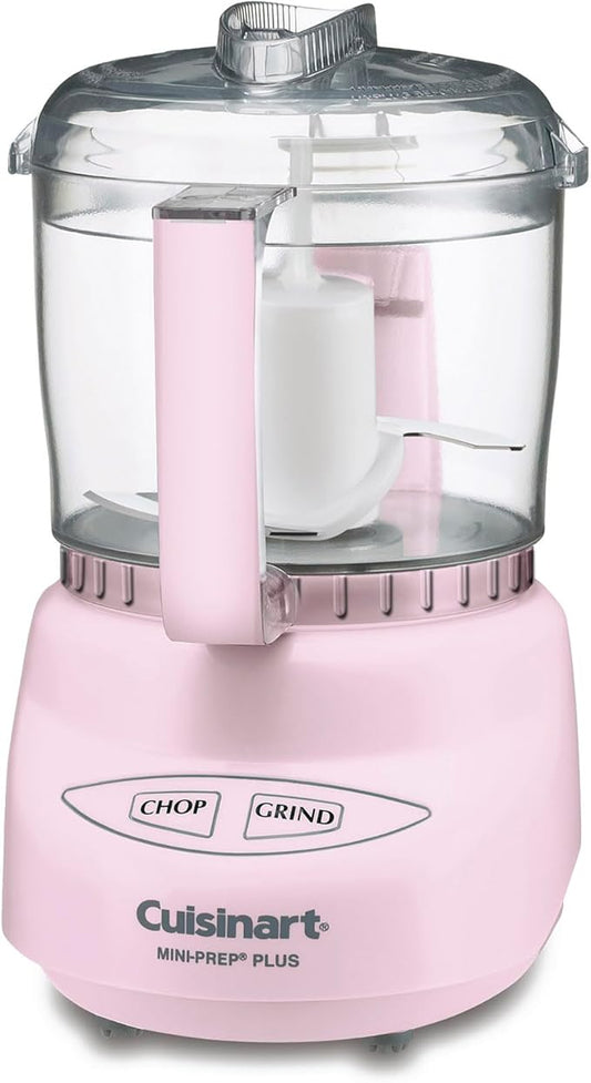 Cuisinart Mini-Prep Plus Food Processor, 3-cup Mini Food Processor to Chop Herbs, Vegetables, and Hard Cheese, 3-cup Work Bowl, Reversible Stainless Steel Blade, DLC-2APK, Pink
