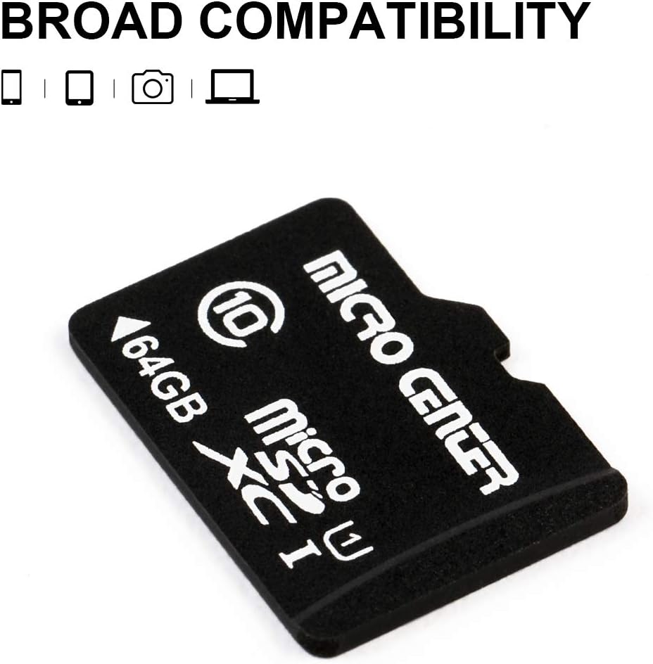 INLAND Micro Center 64GB Class 10 MicroSDXC Flash Memory Card with Adapter for Mobile Device Storage Phone, Tablet, Drone & Full HD Video Recording - 80MB/s UHS-I, C10, U1 (2 Pack)