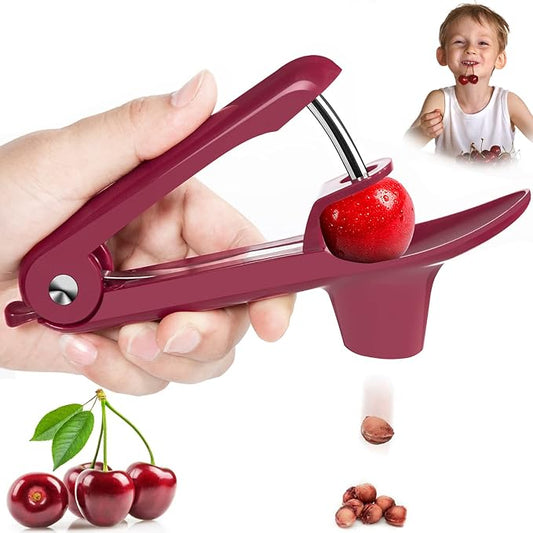 Cherry Pitter Tool Pit Remover, Cherry Core Remover Tool with Space-Saving Lock Design, Heavy-Duty Cherry Seed Remover for Kids/Making Cherry Jam
