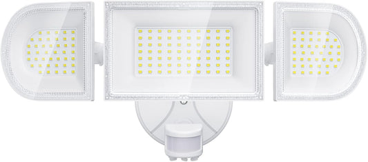 iMaihom 150W Motion Sensor Light Outdoor, 15000LM 6500K LED Security Floodlights, 3 Adjustable Head Motion Detection Light IP65 Waterproof for Yard Garage White 1pack