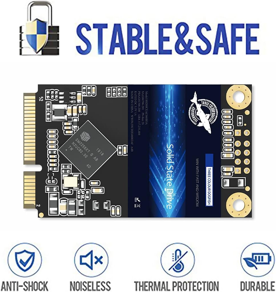 Dogfish mSATA SSD 240GB 3D NAND TLC SATA III 6 Gb/s, mSATA (30x50.9mm) Internal Solid State Drive - Compatible with Desktop PC Laptop - (MSATA 240GB)