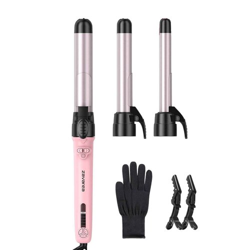 Ceramic Rotating Curling Iron, 3 in1 Self-Rotating Curler with Interchangeable Barrels (0.75" 1" 1.25") for Multiple Hairstyles, Fast Heat-Up Auto Curling Wand, Dual Voltage, Adjustable Temp