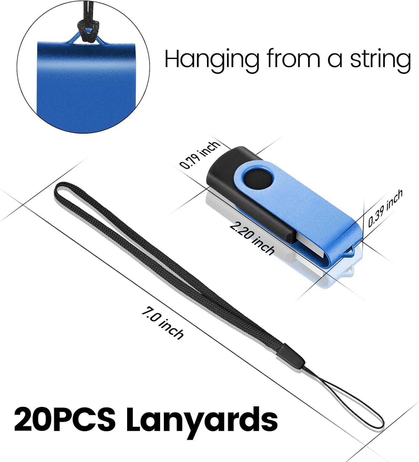 EASTBULL Flash Drive Bulk 4GB USB 20 Pack with Lanyards USB 2.0 Thumb Drive Bulk Memory Stick Swivel Pen Drive for Storage and Backup(4GB 20Pack, Mixed Color)