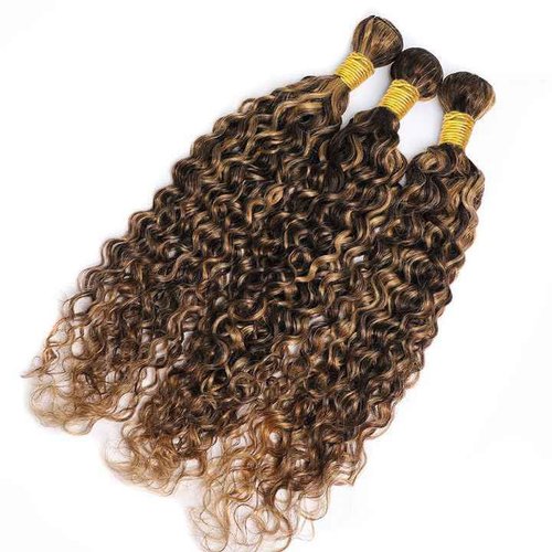 P4/30 Highlight Brown Bundles Human Hair Water Wave Bundles 34 34 34 Inch Unprocessed Brazilian Virgin Hair Weave 3 Bundle 50 Grams Per Bundle Chocolate Human Hair Extensions