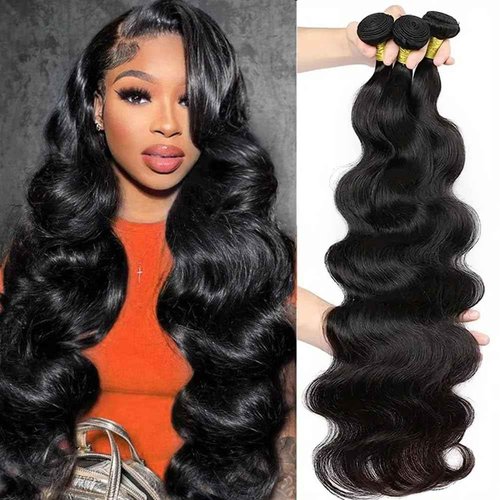 MDL 12A Grade Human Hair Bundles Body Wave Bundles Human Hair 18 20 22 Inch Unprocessed Brazilian Virgin Hair Body Wave 3 Bundles Human Hair Extensions for Black Women Natural Color(18 20 22 Inch)