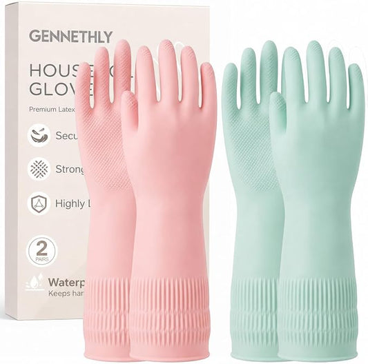 Rubber Dishwashing Gloves, Reusable Cleaning Dish Gloves for Kitchen, Long Cuff for Washing Dishes