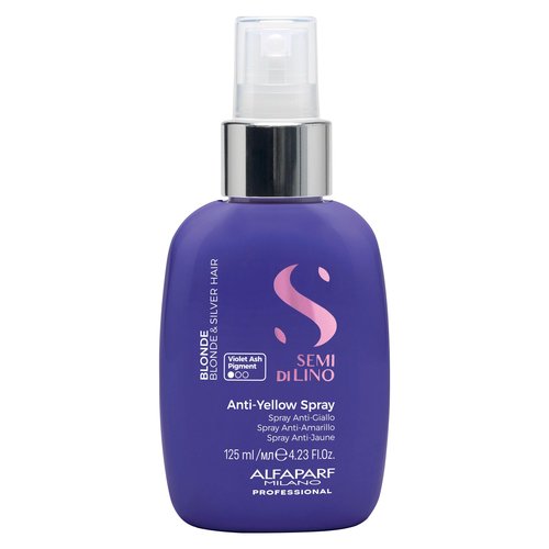 Alfaparf Milano Semi di Lino Anti-Yellow Gift Set for Blonde, Platinum and Silver Hair - Sulfate Free Shampoo, Conditioner and Spray - Removes Yellow and Brassy Tones - Corrects Brassiness