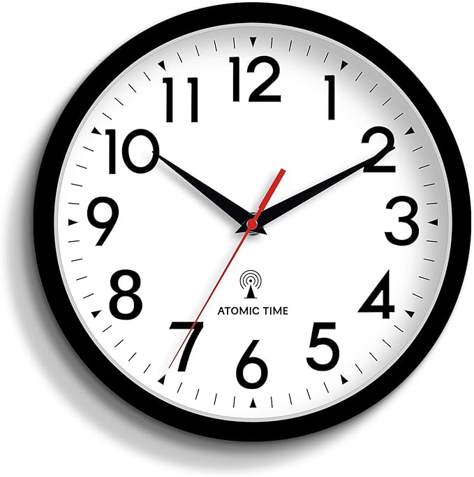 DAXSMY Atomic Wall Clock Analog 14 Inch Battery Operated Modern Decorative for Living Room Kitchen Office Bedroom Bathroom(Black)