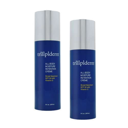 Trilipiderm Moisturizing Sunblock 8oz All Day Hydration for Body and Face, Vitamin D Enriched Broad Spectrum Sunscreen, Two Pack