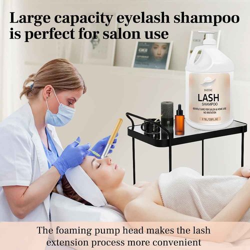 SVECKE Eyelash Shampoo, 128 fl.oz/3.78L, with 50 Lash Extension Aftercare Cards, Foaming Cleanser for Professional Salon and Home Use