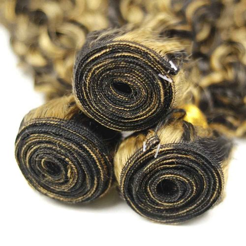 Habiliana Bundles Human Hair 24 26 28 Inch Jerry Curly P1B/27 Human Hair Bundles 12A Unprocessed Brazilian Virgin Quick Weave Hair Extensions for Black Women