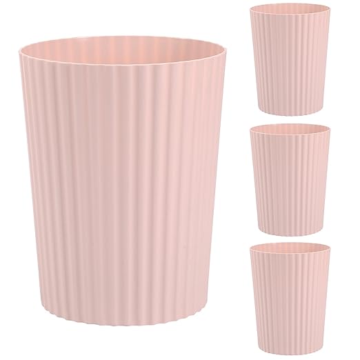 JiatuA Small Trash Can Plastic Wastebasket Round Garbage Container Bin for Bathroom, Kitchen, Bedroom, Home Office, College Dorm, Pink 4 Pack