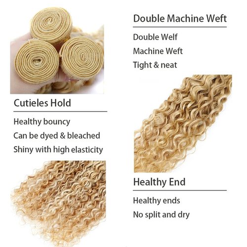 613 Human Hair Bundles P27/613 Water Wave Bundles Blonde Wet and Wavy Bundle 18 20 22 inch #27 and 613 Color