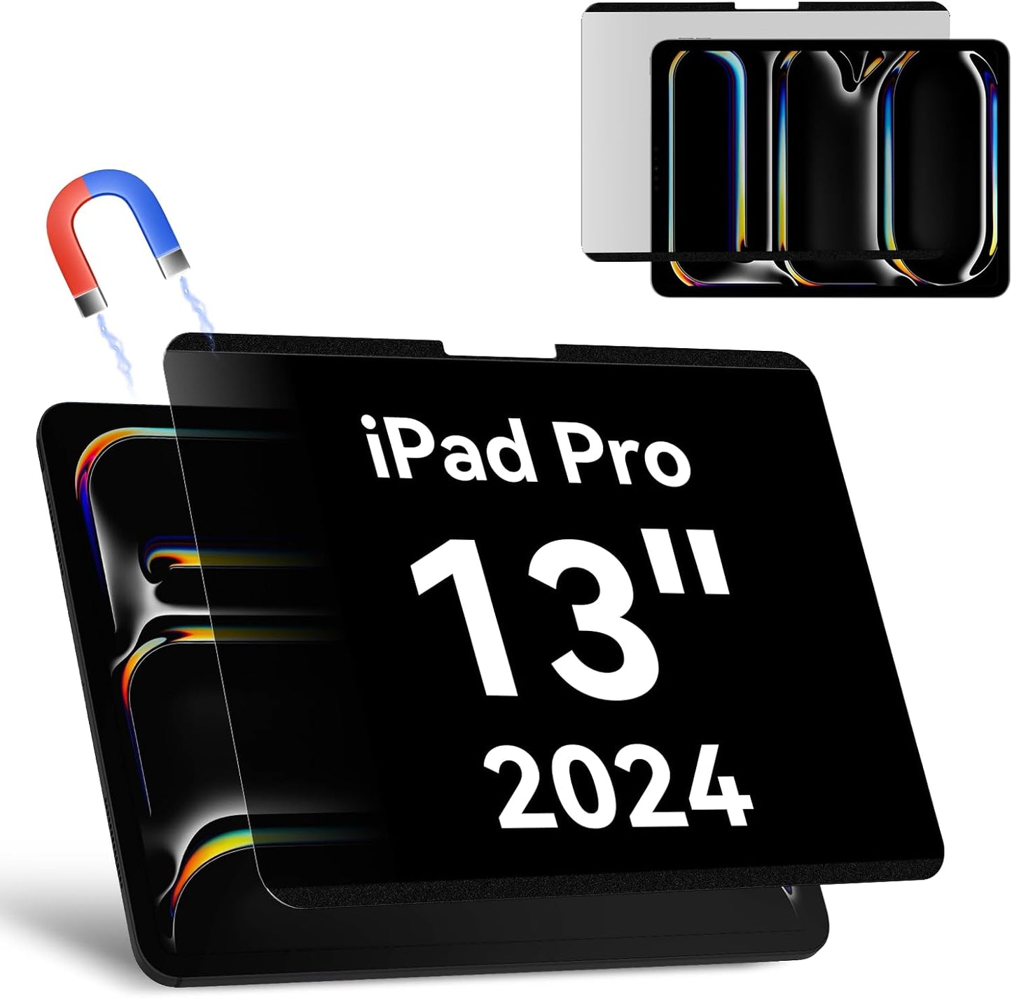 Protescreen Magnetic Privacy Filter for iPad Pro 13 Inch 7th (2024, M4), 1 Count, Matte, Polyethylene Terephthalate, 12.9 inches, 1x1 inches, Blue Light Block, Anti-Glare, Anti-Spy