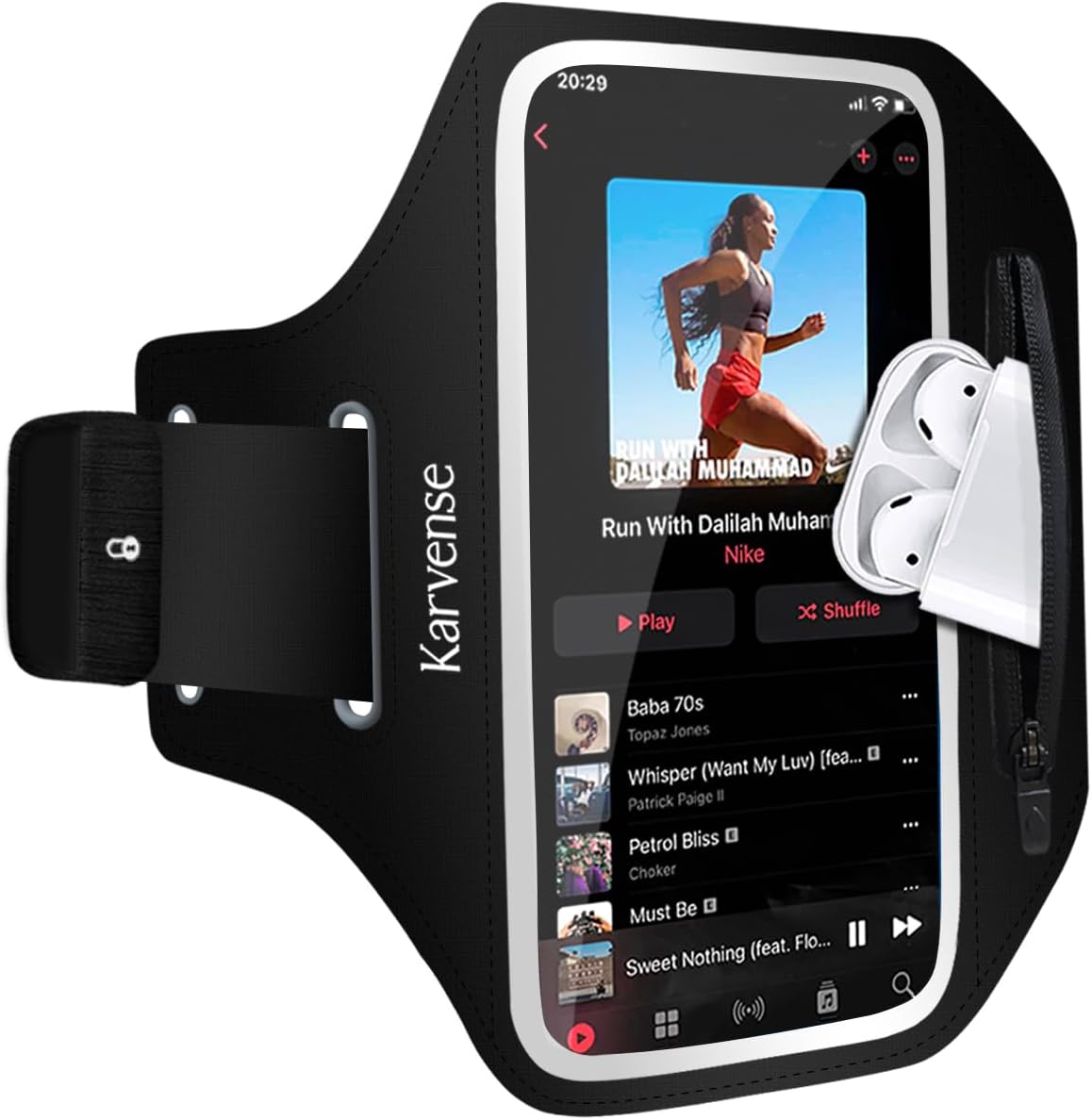Arm Band for Phone for Running, Phone Holder for Running for iPhone & Samsung Galaxy, Cell Phone Armband Holder for Walking, Gym, Workout, w/Adjustable Strap & Zipper Pocket (Black-S)