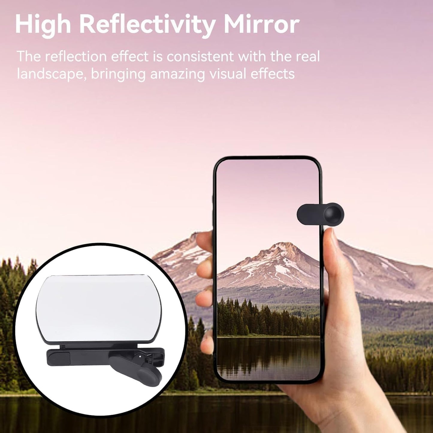 Smartphone Camera Mirror Reflection Clip Kit, Adjustable HD Glass Mirror Effect Lens for Creative Photography, Vertical & Horizontal Phone Selfie Reflector, Portable Photography Accessory (2PCS-Mix)