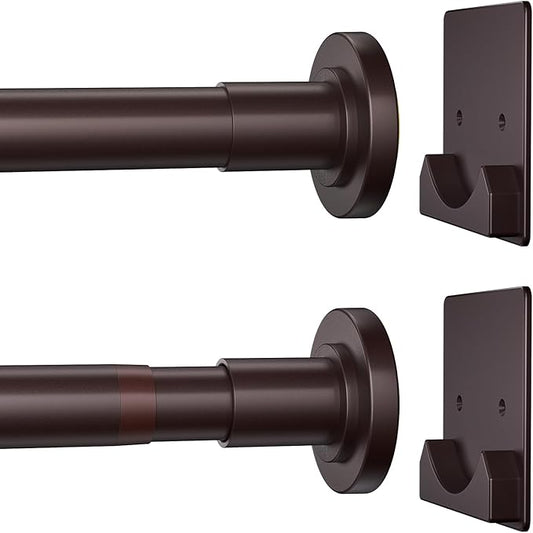 CorkLatta Matte Bronze Shower Curtain Rod,1 Inch Diameter Stainless Steel Adjustable Spring Tension Rods 32 to 92",with Holders,Anti-Slip,Curtain Rods No Drilling(1 Pack)