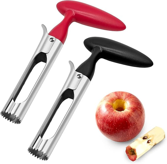 2 Pack Apple Corer, Stainless Steel Apple Corer Tool with Serrated Coring Head, Quick Core Release, Non-Slip Handle, Fruit Core Remover for Apples, Pears, Bell Peppers