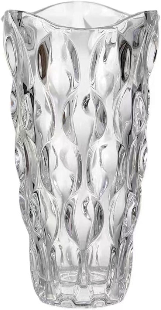 CEMABT 9.5inch 3.4 lb Glass Vases for Flowers Unbreakable Thickened Morden vase for Tables Centerpieces,Colorful,Vintage and Clear Rose Large Flower vases for Bouquet Unique Gifts（Clear）