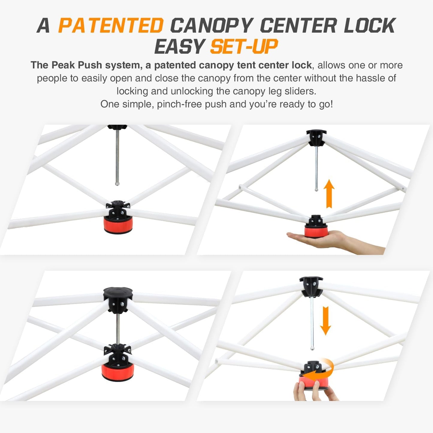 EAGLE PEAK Pop Up Canopy Tent with Wheeled Carry Bag, 8 Stakes, 4 Ropes, 4 Weight Bags, Easy Set Up Tent Canopy, 10x10 ft, 100sqft of Shade, Orange