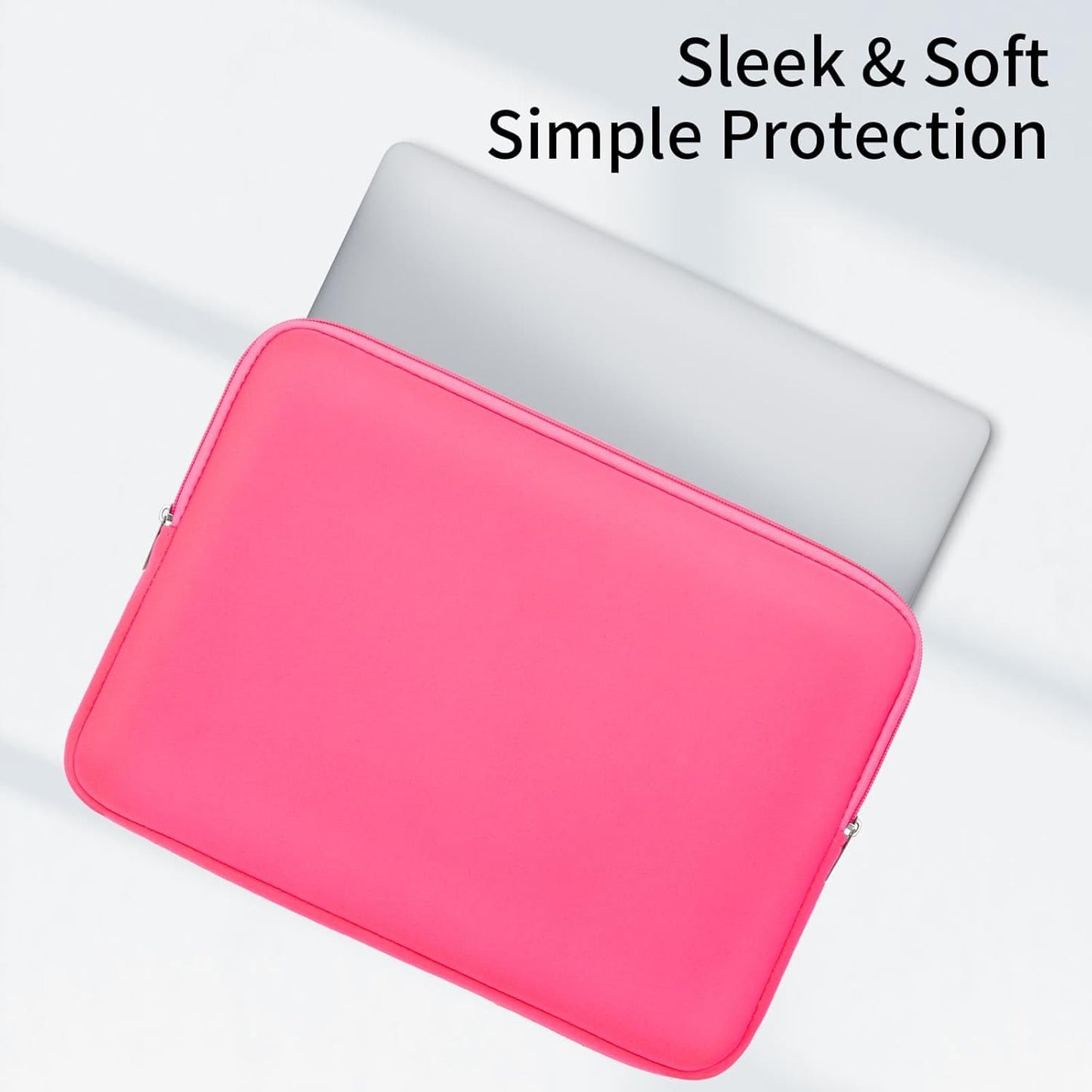 RAINYEAR 14 Inch Laptop Sleeve Protective Case Soft Lining Padded Zipper Cover Carrying Bag Compatible with 14" Notebook Computer Tablet Ultrabook Chromebook (Bright Pink, Upgraded Version)