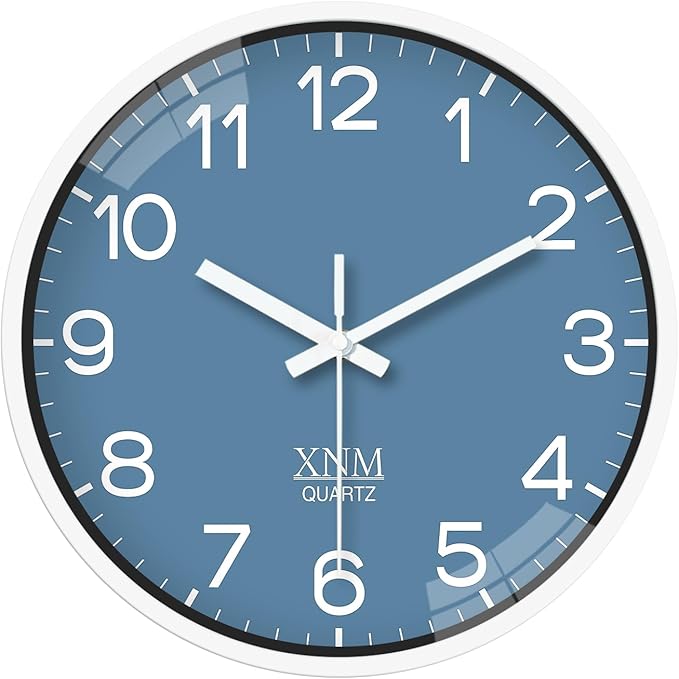 XNM Blue Minimalist Wall Clocks Battery Operated 8 Inch Classic Analog Clock for Living Room Office Bedroom Decor Modern Small Wall Clock Silent Non Ticking