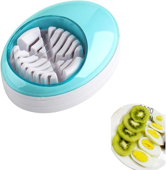 Egg Slicer for Hard Boiled Eggs,Easy to Cut Egg into Slices, Wedge and Dices, Sturdy ABS Body with Stainless Steel Wires,Non-slip Feet,Dishwasher Safe, BPA Free (Blue)