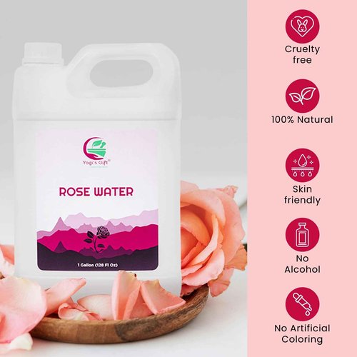 100% Pure Rose Water 1 Gallon (128 fl oz) | for Face & Hair | Alcohol Free & Artificial Coloring Free | by Yogi's Gift®