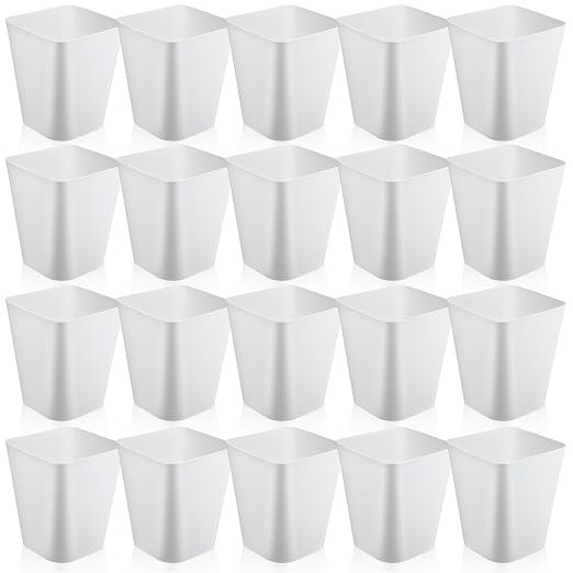 Amyhill 20 Pcs Small Trash Can 2 Gallon Plastic Garbage Can Small Waste Basket for Bathroom Office Kitchen Living Room Bedroom Home Under Desk (White)