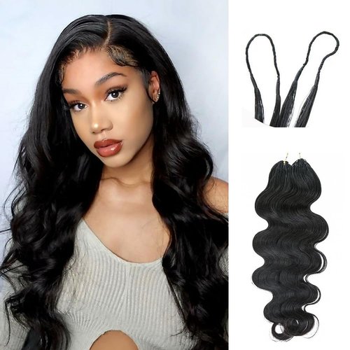 Body Wave Pre-Separated Crochet Hair Extensions Human Hair Knotless Pre-Separated Feather Crochet Braid Hair Extensions Natural Color 20 Inch 60g