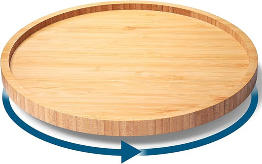 VERTORGAN Lazy Susan Organizer for Kitchen,Bamboo Turntable for Cabinet,Pantry,Vanity,Middle（Natural）