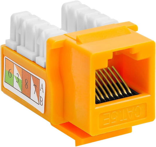 Cmple - RJ45 Keystone Jack 90 Degree Cat5e Keystone Jack Insert Punch Down RJ45 Connectors Female for Wall Plates, Patch Panels, Patch Cables, Ethernet Cables - Yellow