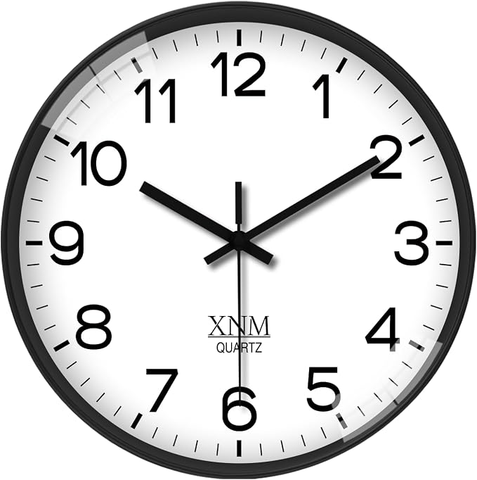 XNM Minimalist Wall Clocks Battery Operated 12 Inch Classic White Analog Wall Clock for Living Room Bedroom Round Silent Wall Clock