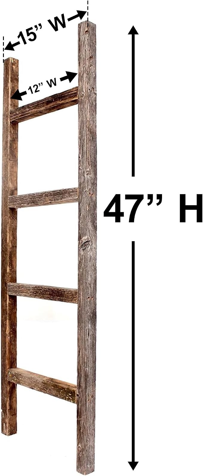 BARNWOODUSA Rustic Farmhouse Decorative Ladder - Our 47 inch Ladder can be Mounted Horizontally or Vertically and is Crafted from Reused Wood No Assembly Required Brown