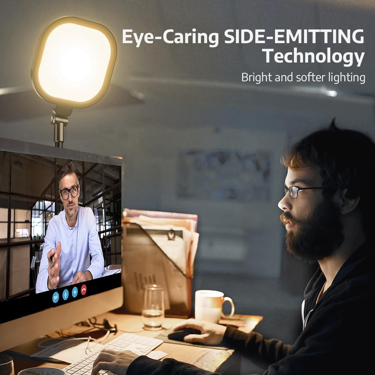 Video Conference Lighting for Zoom Meeting, Ring Light for Desk with Flexible Stand, 30 Light Modes Desk Lamps for Home Office, Desk Light & Memory Function for Zoom Lighting, Video Streaming, Drawing