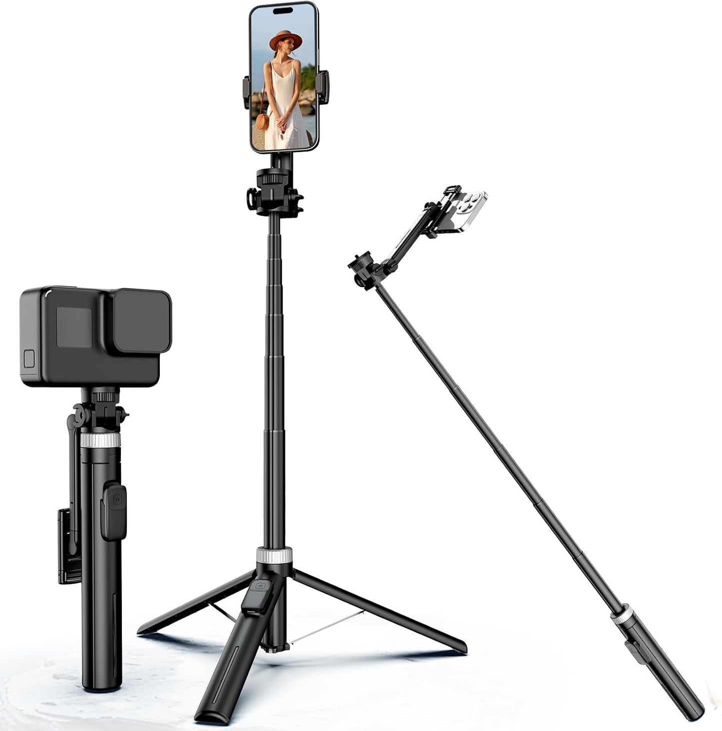 Tripod for iPhone, Selfie Stick for iPhone with Remote, Phone Tripod for Recording, Compatible with All Cell Phone and Camera, X60 (72")"