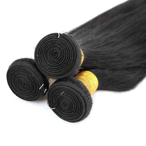 Brazilian Straight Human Hair Bundles Weaves 100% Unprocessed Virgin Straigt Human Hair 3 Bundles 18 20 22Inch Raw Sew in Bundles Deals for Woman Nature Black (100+/-5g)/pc Can be Dyed and Bleached