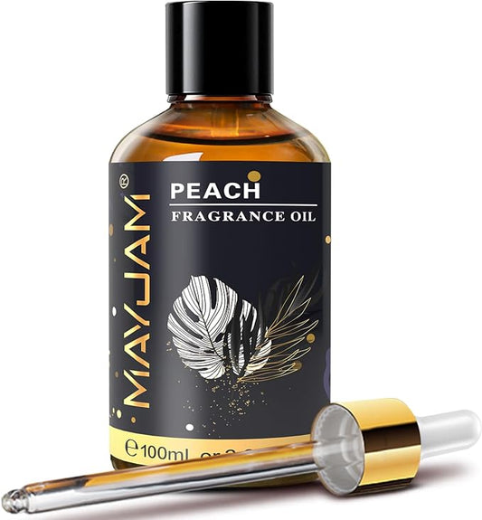 MAYJAM 100ML/3.38FL.OZ Peach Fragrance Oils with Glass Dropper, Essential Oils for Diffusers for Home, Long Lasting Scented Oils for Diffusers Soap Candle Making
