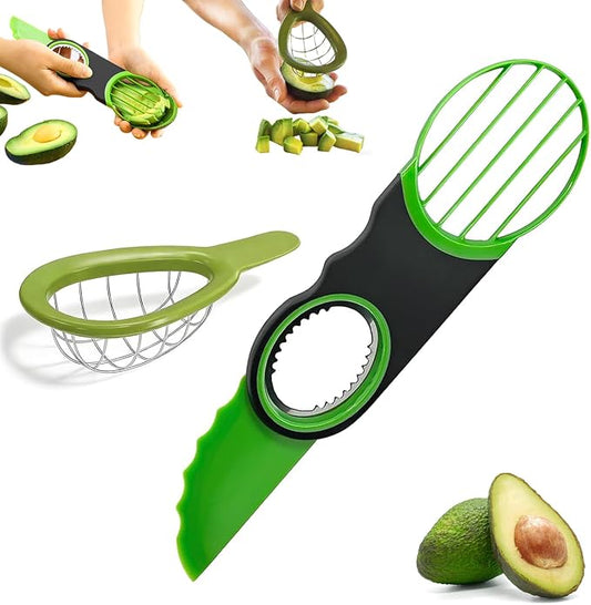 2 Pack Avocado Slicer Set, 3-in-1 Avocado Cutter Slicer Pitter Peeler, Dishwasher Safe, Multi-Functional Kitchen Avocado Prep Tool