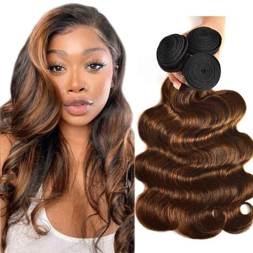 Habiliana Human Hair Bundles 22 24 26 Inch Chocolate Brown P4/30 Body Wave Bundles Human Hair 100% Unprocessed Soft Sewn In with Double Drown Weft for Black Women