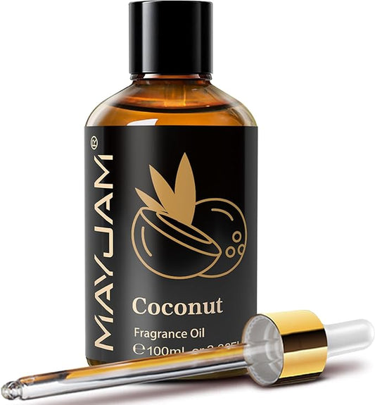 MAYJAM 100ML/3.38FL.OZ Coconut Fragrance Oils with Glass Dropper, Essential Oils for Diffusers for Home, Long Lasting Scented Oils for Diffusers Soap Candle Making