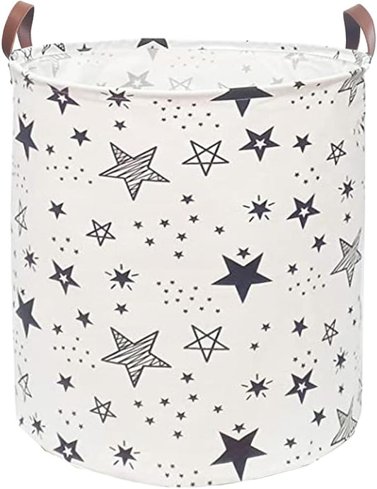 Waterproof Laundry Hamper Collapsible Laundry Basket Leather Handle Laundry Bag Large Clothes Storage Toy Organization for Bathroom Bedroom Laundryroom College Dorms (Caisanjiao-001)