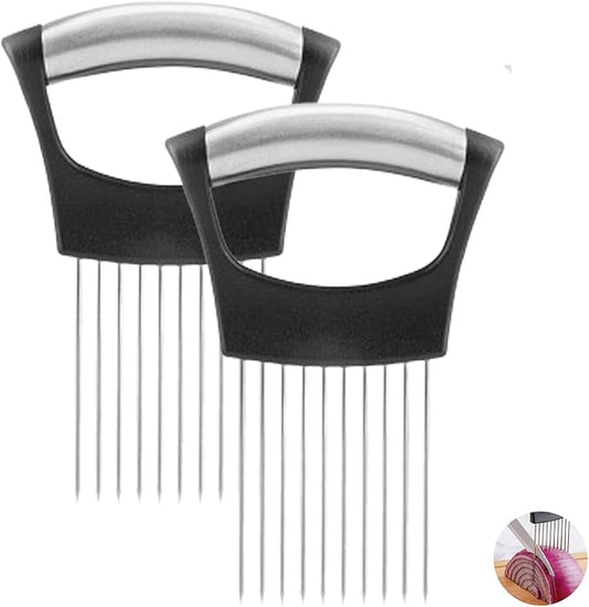2Pc Onion Slicer Holder, Onion Holder for Slicing, Lemon Slicer Onion Cutter for Slicing, Vegetable Cutter for Potato and Tomato, Food Slicer Assistant Tool for Slicing Fruit Lemon and Meat