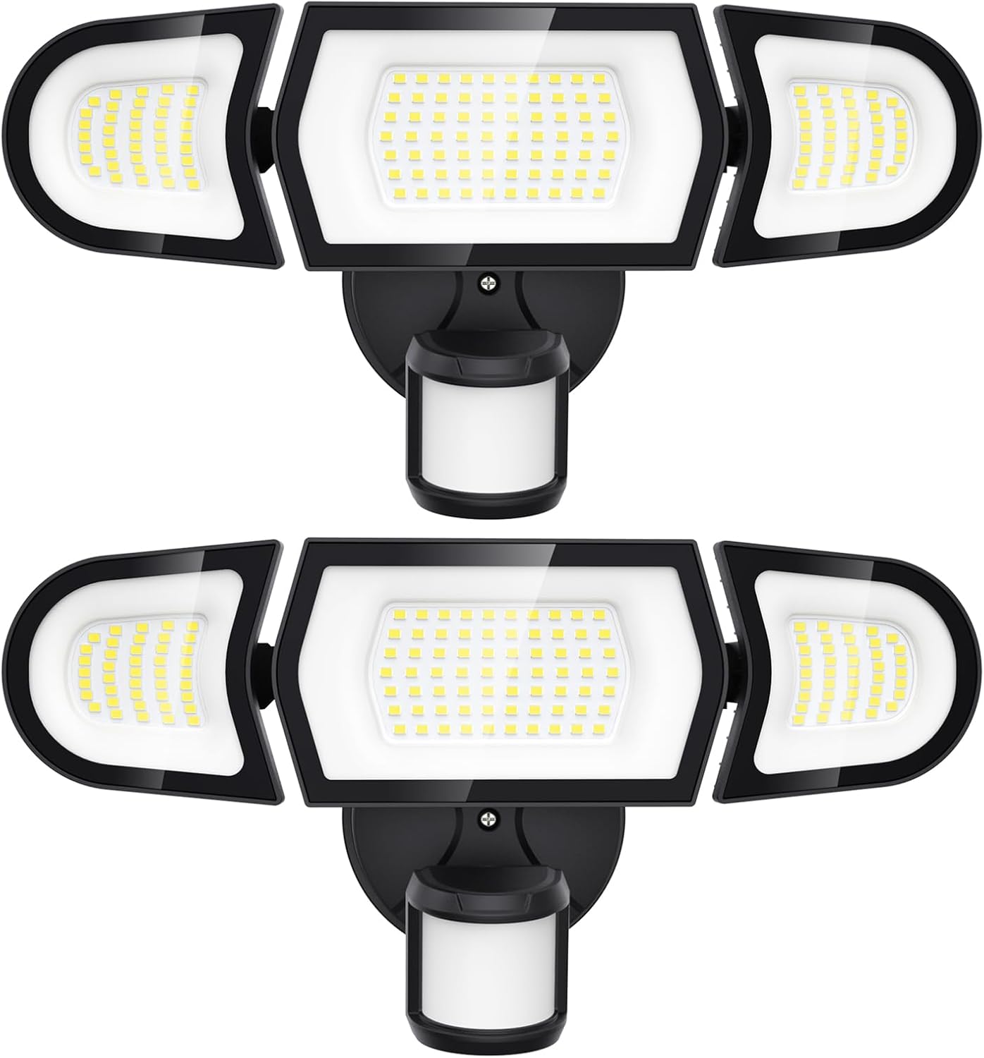 Olafus 100W LED Security Light Motion Sensor Outdoor Light, 2 Pack Motion Flood Light Dusk to Dawn, 9000LM Super Bright 6500K Exterior Motion Detector Floodlight for Garage Yard Porch Eave IP65, Black