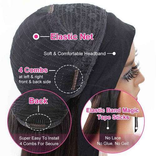 Celiarita Headband Wig Deep Wave Human Hair Wigs 22 inch Glueless None Lace Front Wigs Machine Made Virgin Curly Human Hair Wigs for Black Women Deep Wave Headband Wig Human Hair Natural Color