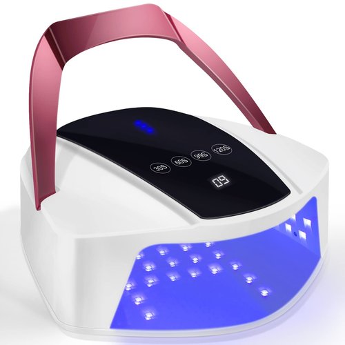 96W Rechargeable UV Light for Nails - Cordless LED Lamp With Portable Handle, Auto Infrared Sensor, 4 Timers - Professional Curing Tool for Gel Polish (White)