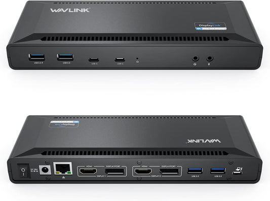 WAVLINK Universal USB C Laptop Docking Station Dual Monitors 5K/4K@60Hz with 65W Host Charging for Thunderbolt 4/3, USB-C Windows, Mac, Chrome, Ubuntu 20.04,22.04(2HDMI, 2DP, 6USB 3.0, 1Gbps Ethernet
