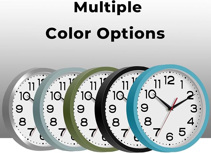 Roymnie Wall Clock Silent Non-Ticking Modern Clock Battery Operated 8 Inch Small Classic Analog Decorative for Kitchen, Living Room, Office, Bedroom, Bathroom (Blue)